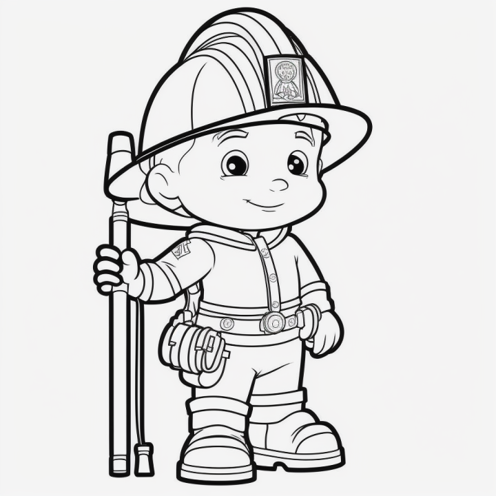 Disegno da colorare di un Piccolo pompiere