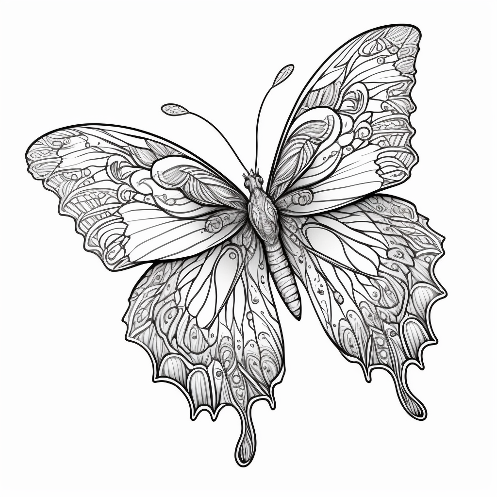 Disegno artistico di un farfalla da colorare