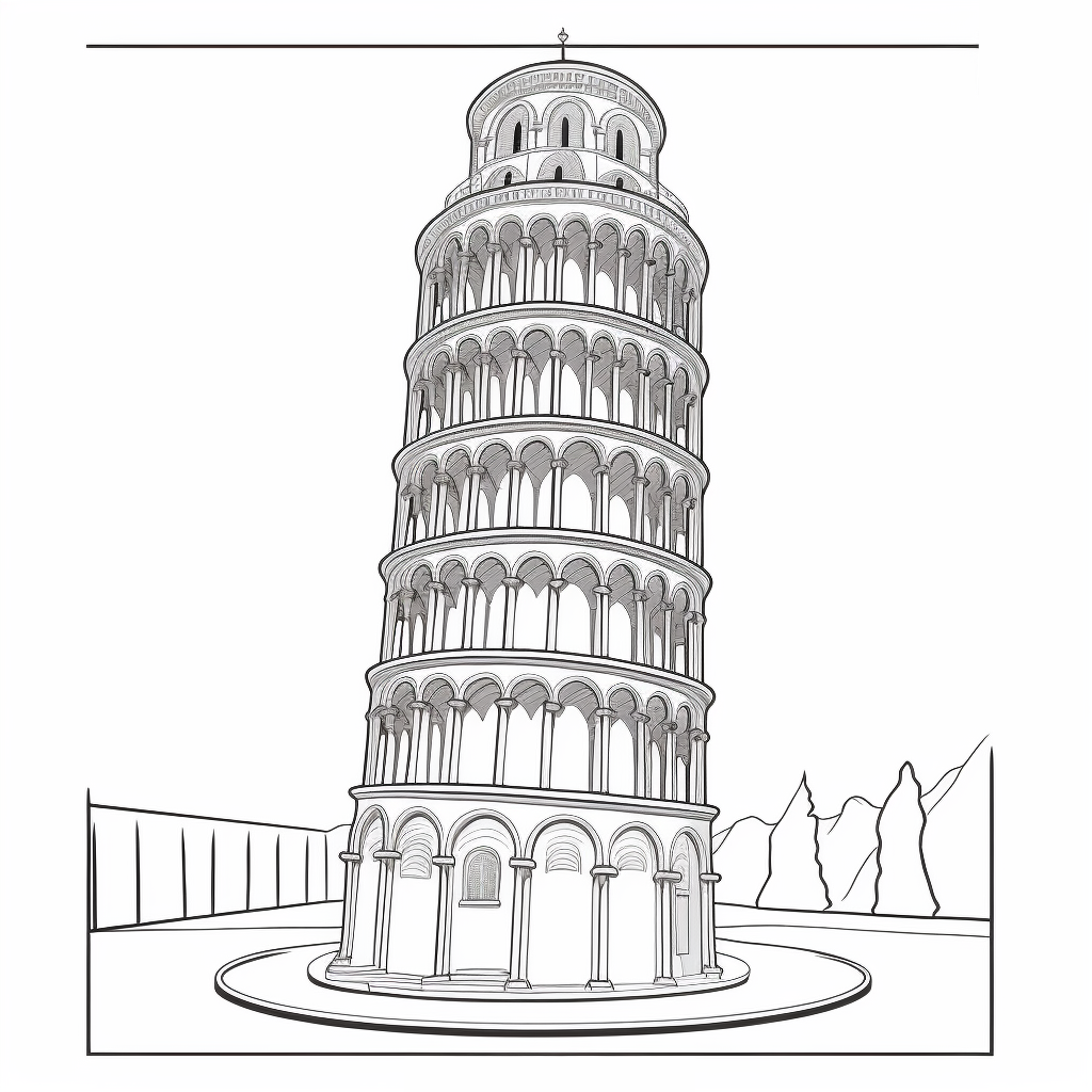 I monumenti del mondo: Torre di Pisa da colorare