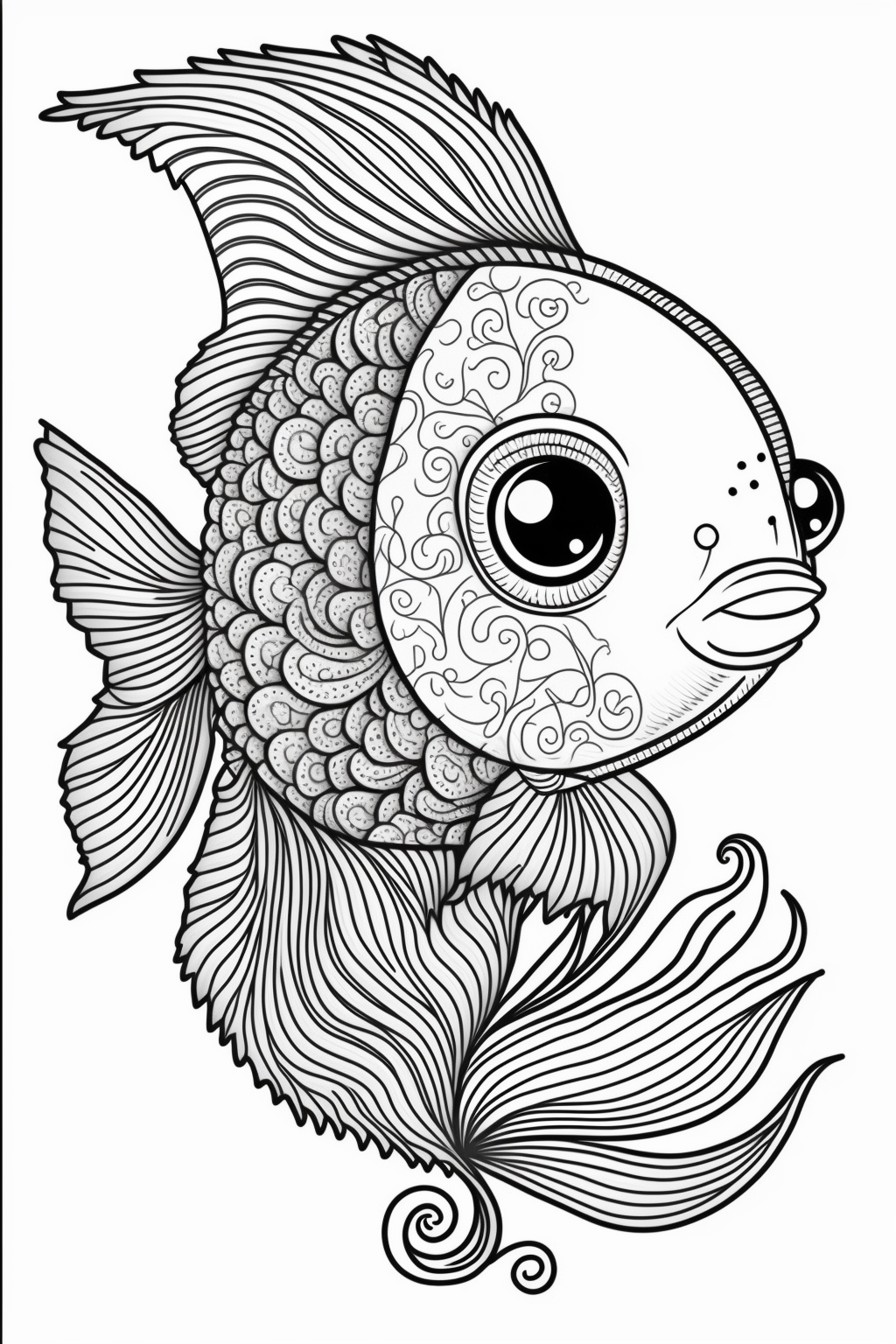 Pesce da colorare stilizzato con pattern mandala