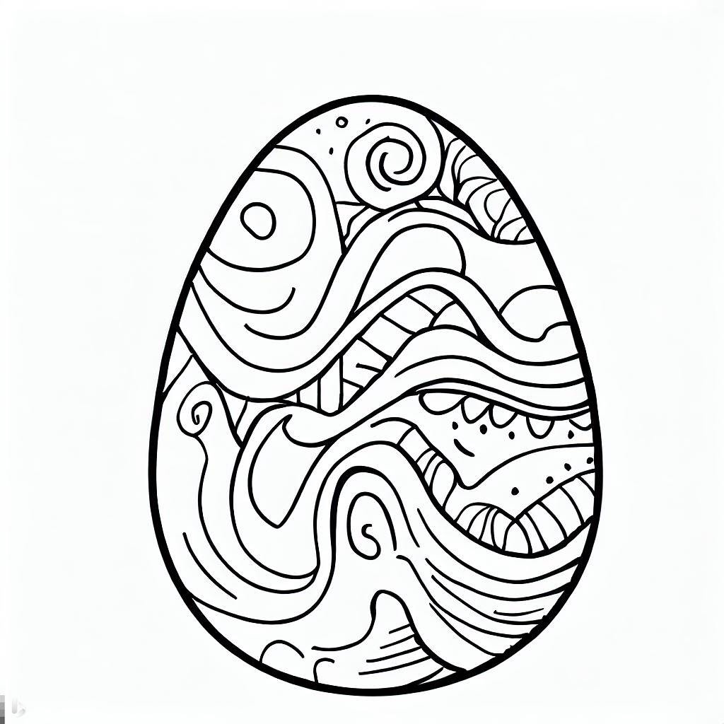 Disegno da colorare di un Uovo di Pasqua con decorazioni
