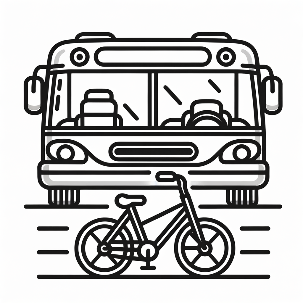 Disegno da colorare di autobus e bicicletta