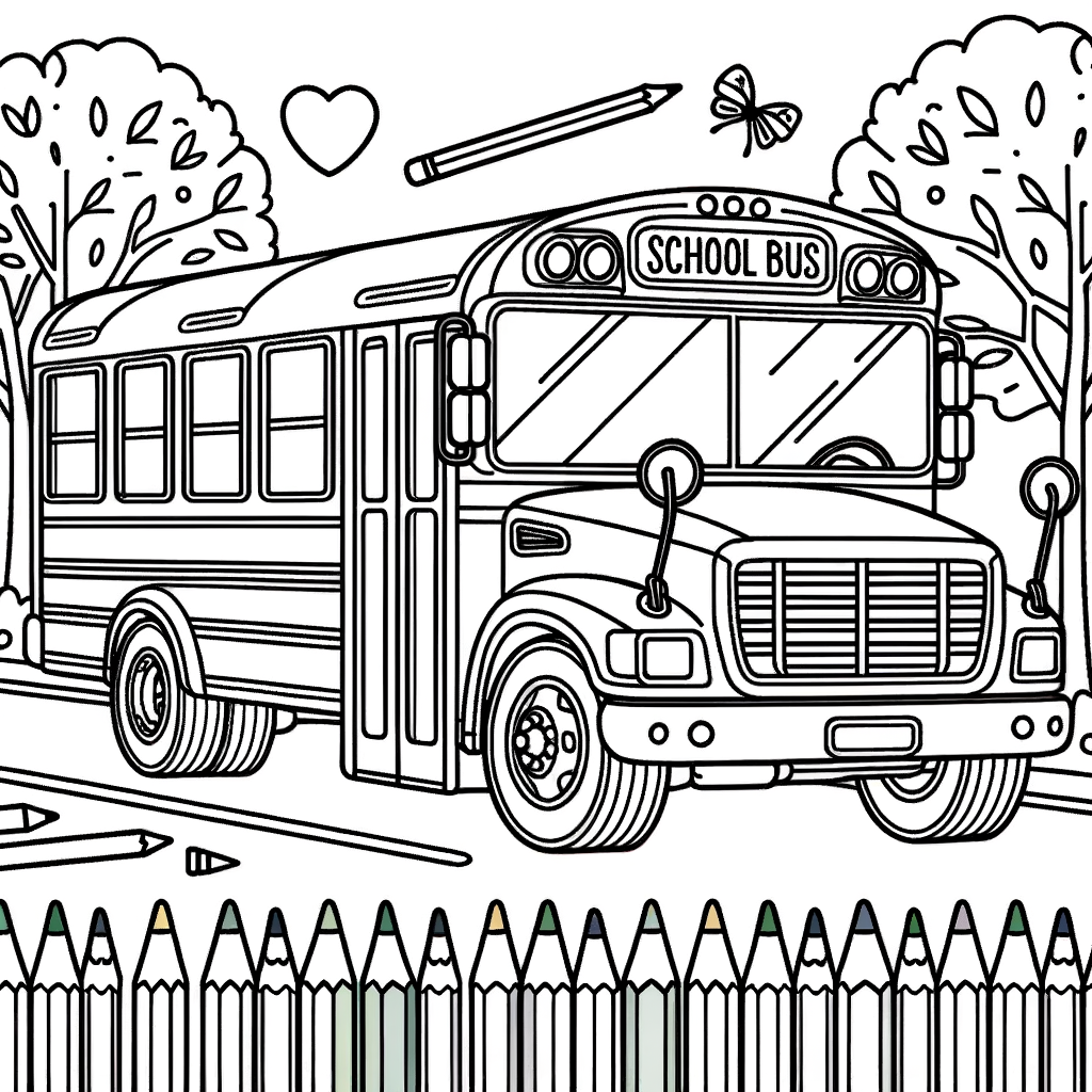 Scuolabus Felice: Disegno da Colorare per Bambini