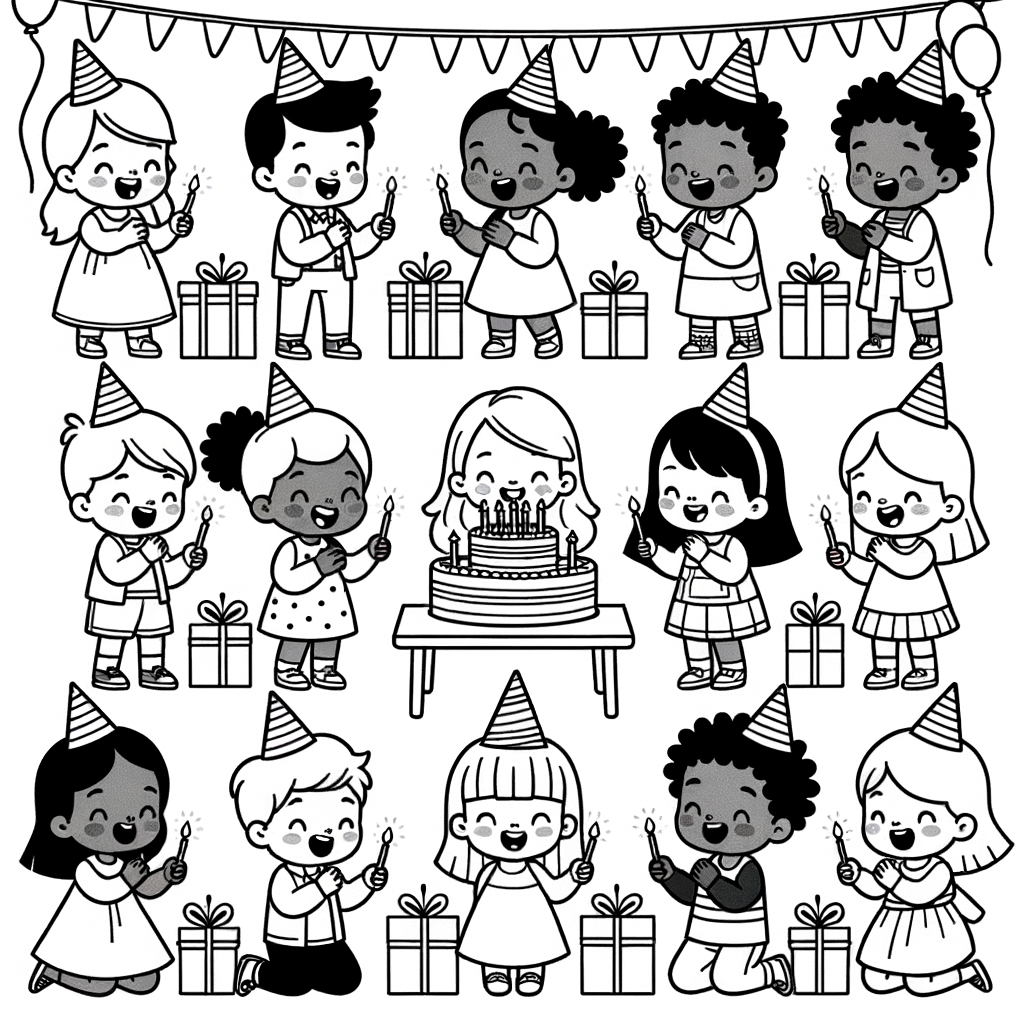 Disegno da colorare per festa di compleanno: Gioia e Divertimento