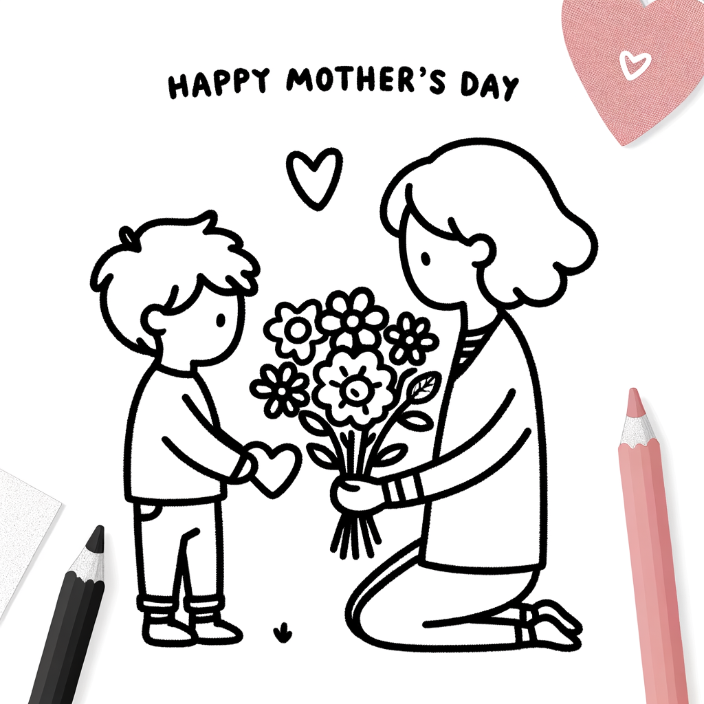 Celebra la Festa della Mamma: Disegno per Colorare della Festa della Mamma