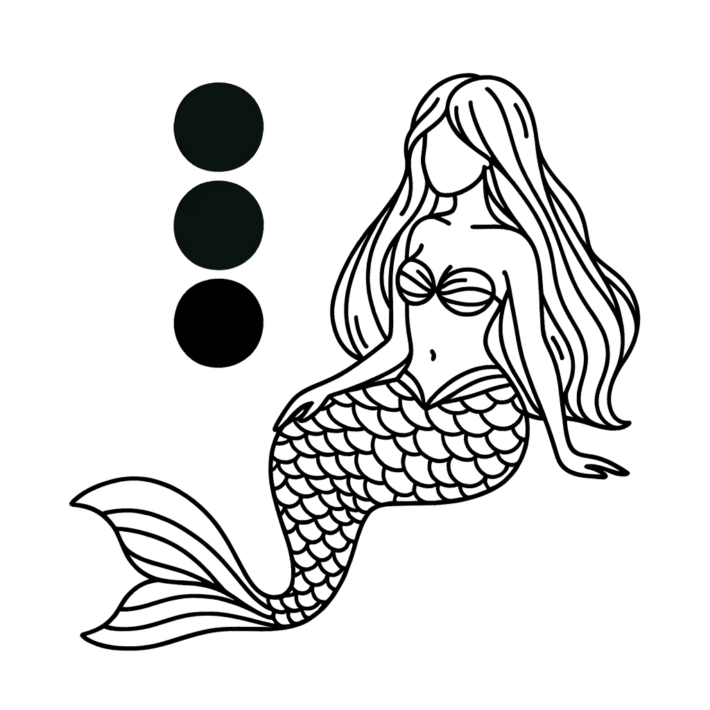 Esplora l’Incanto Subacqueo: Disegno da Colorare di una Sirena