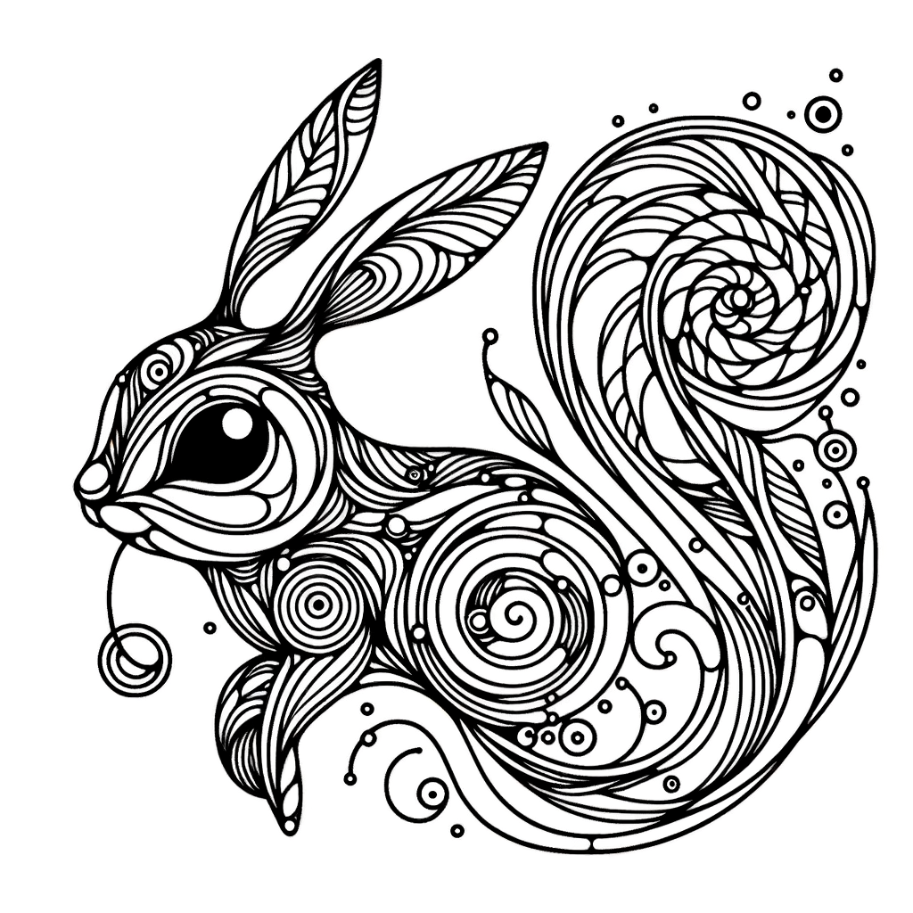 Coniglio Fantasia: Disegno Artistico da Colorare