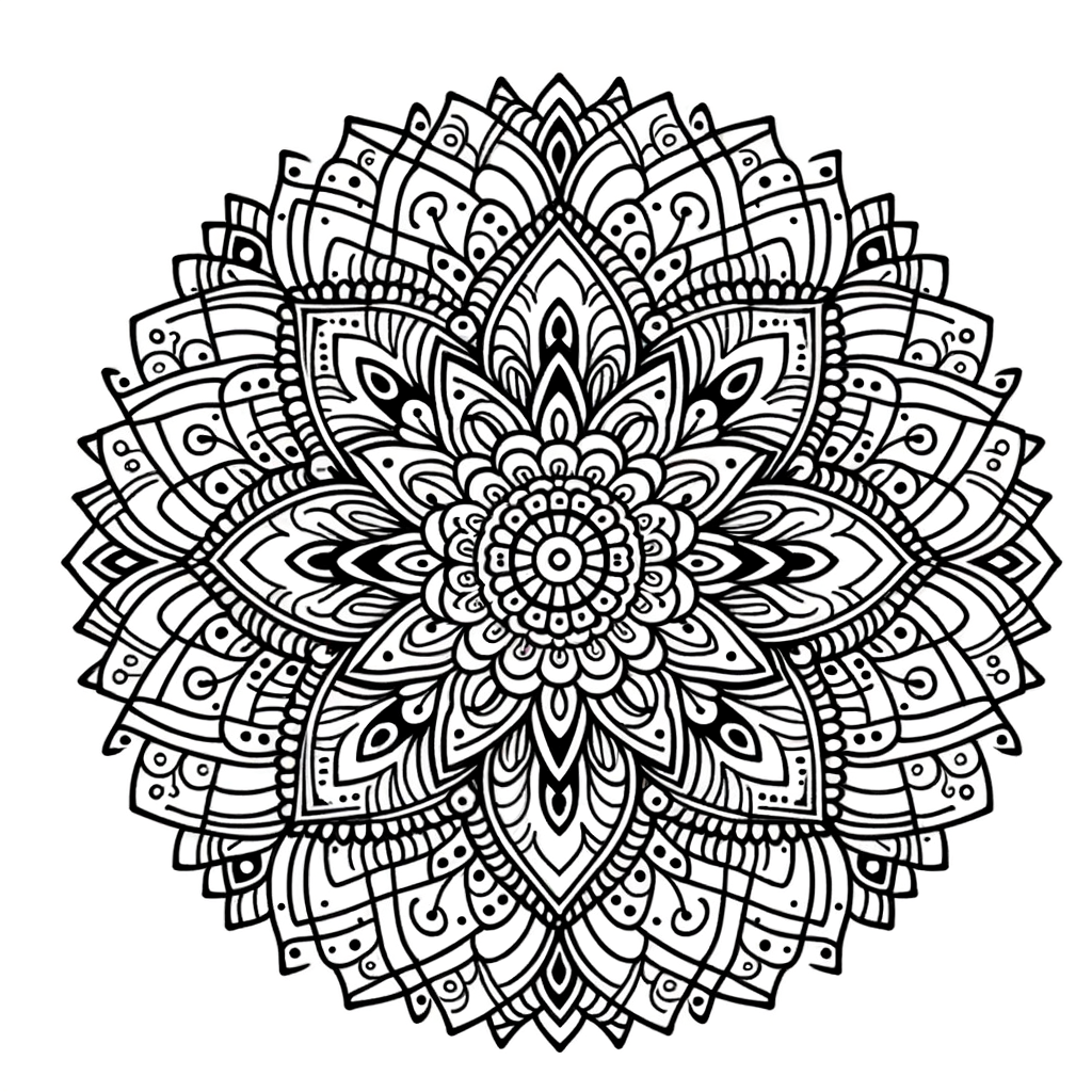 Mandala Floreale Dettagliato per il Relax e la Creatività