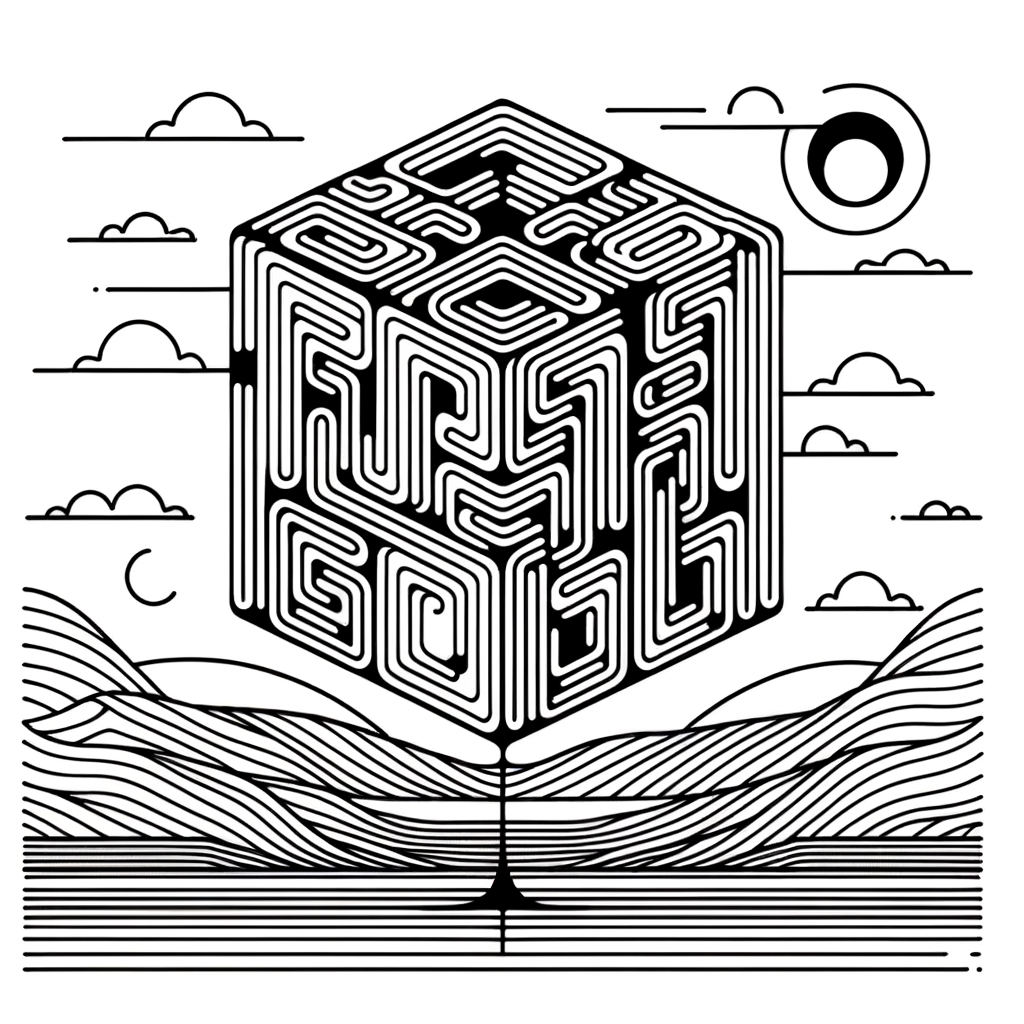 Labirinto Cubico nel Deserto – Disegno da Colorare