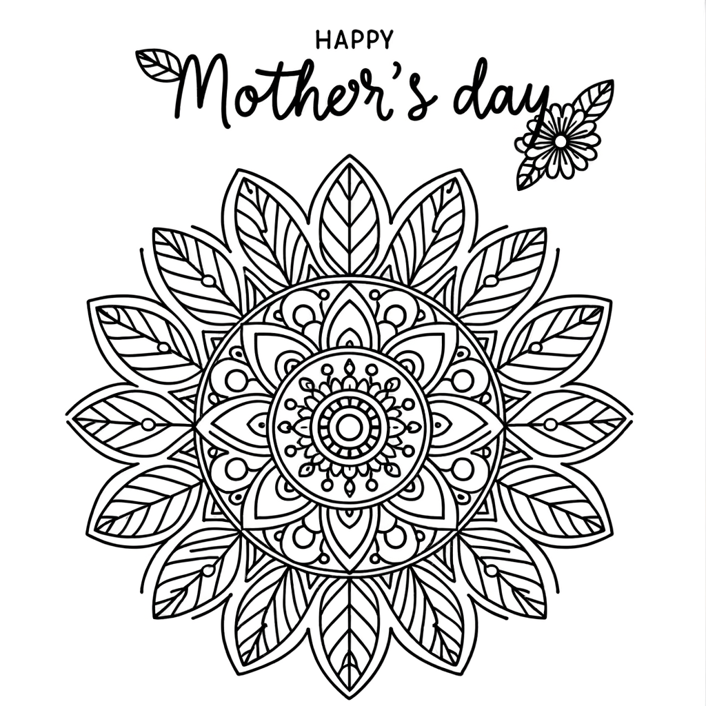 Disegno da Colorare per la Festa della Mamma: Mandala Floreale