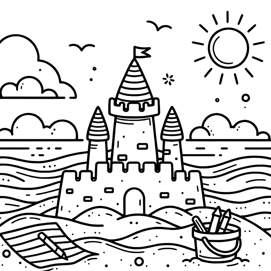 Colora l’Estate: Un Disegno da Colorare su Castello di Sabbia