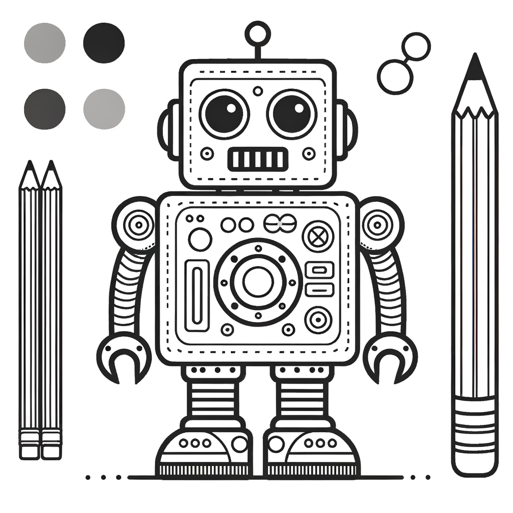 Esplora e colora: Disegno da colorare di robot per creativi di ogni età!