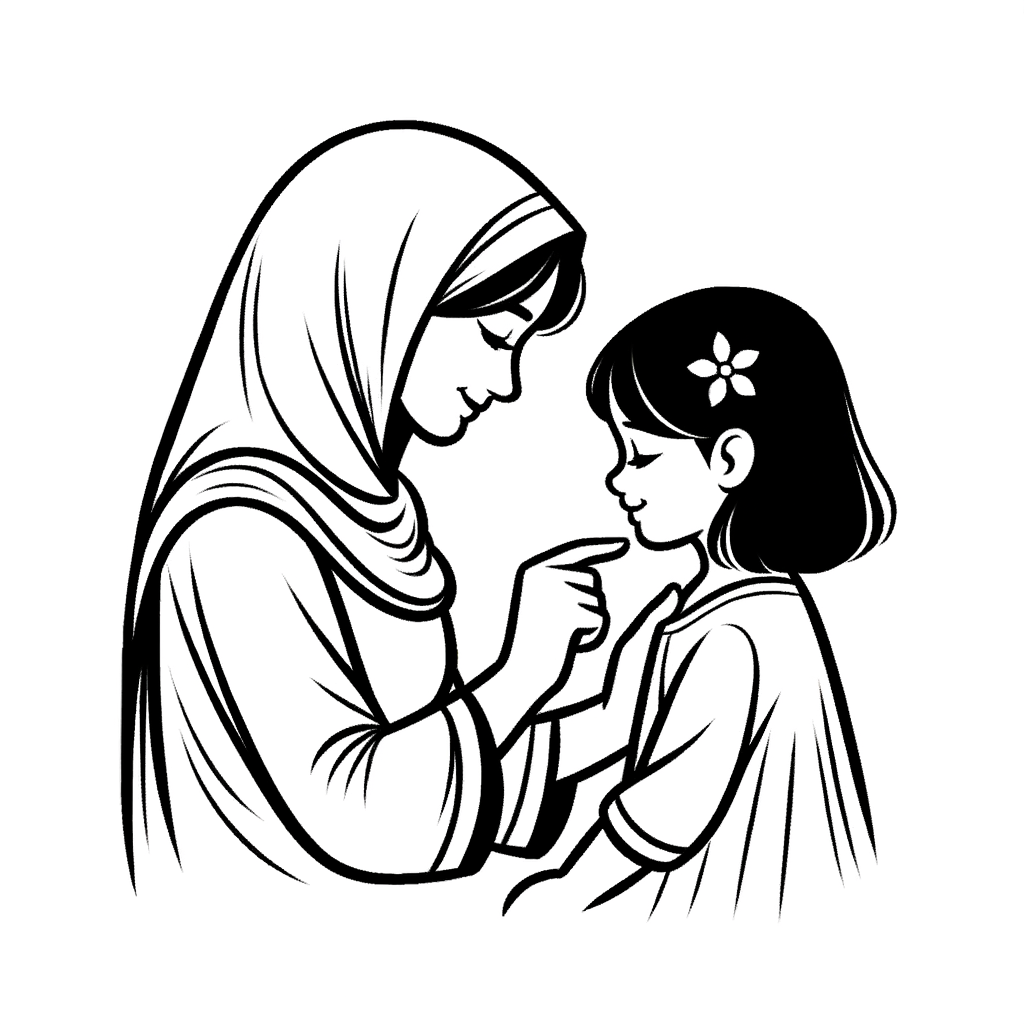 Disegno da Colorare per la Festa della Mamma: Tenero Momento tra Mamma e Figlia