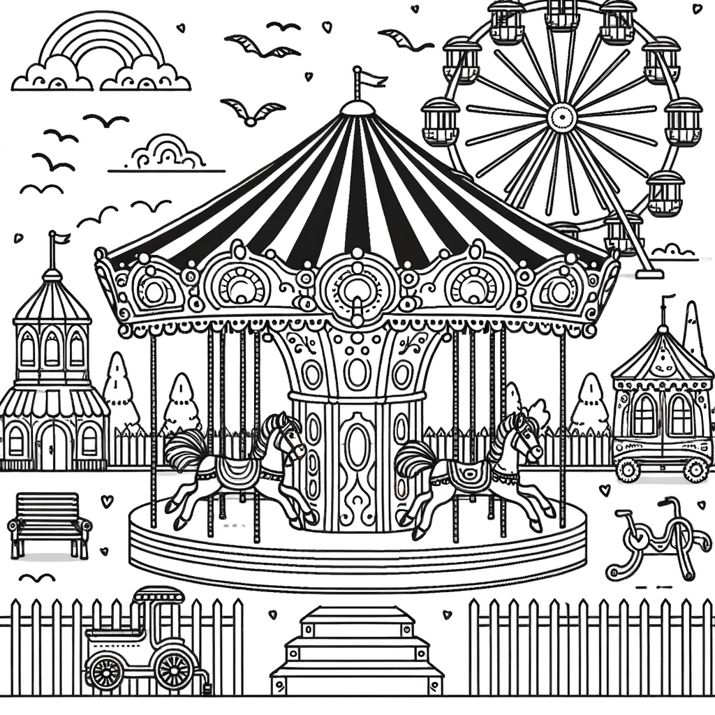 Disegno da colorare di un magico Luna Park