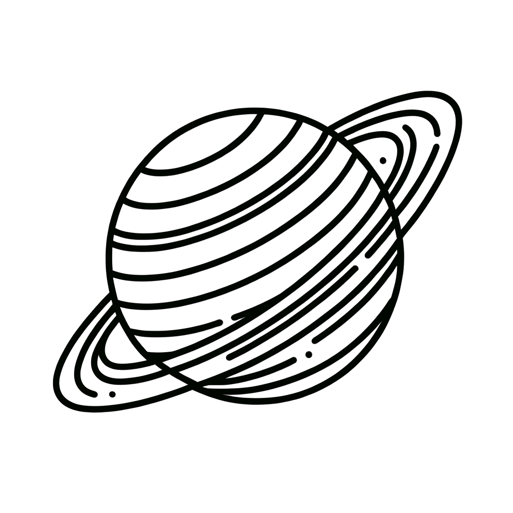 Disegno da Colorare di Saturno con i Suoi Magnifici Anelli