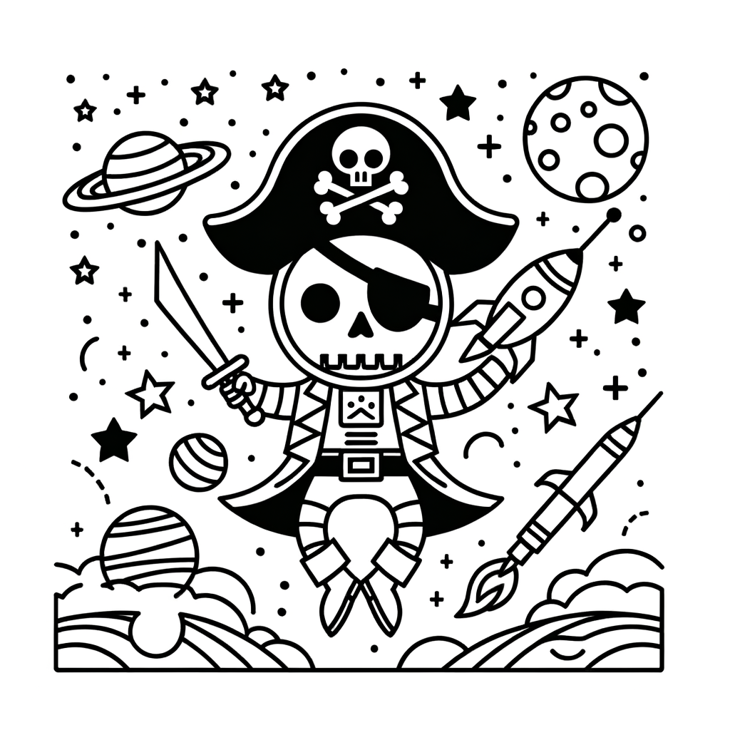 Disegno da Colorare di Pirati Spaziali: Avventure Galattiche!