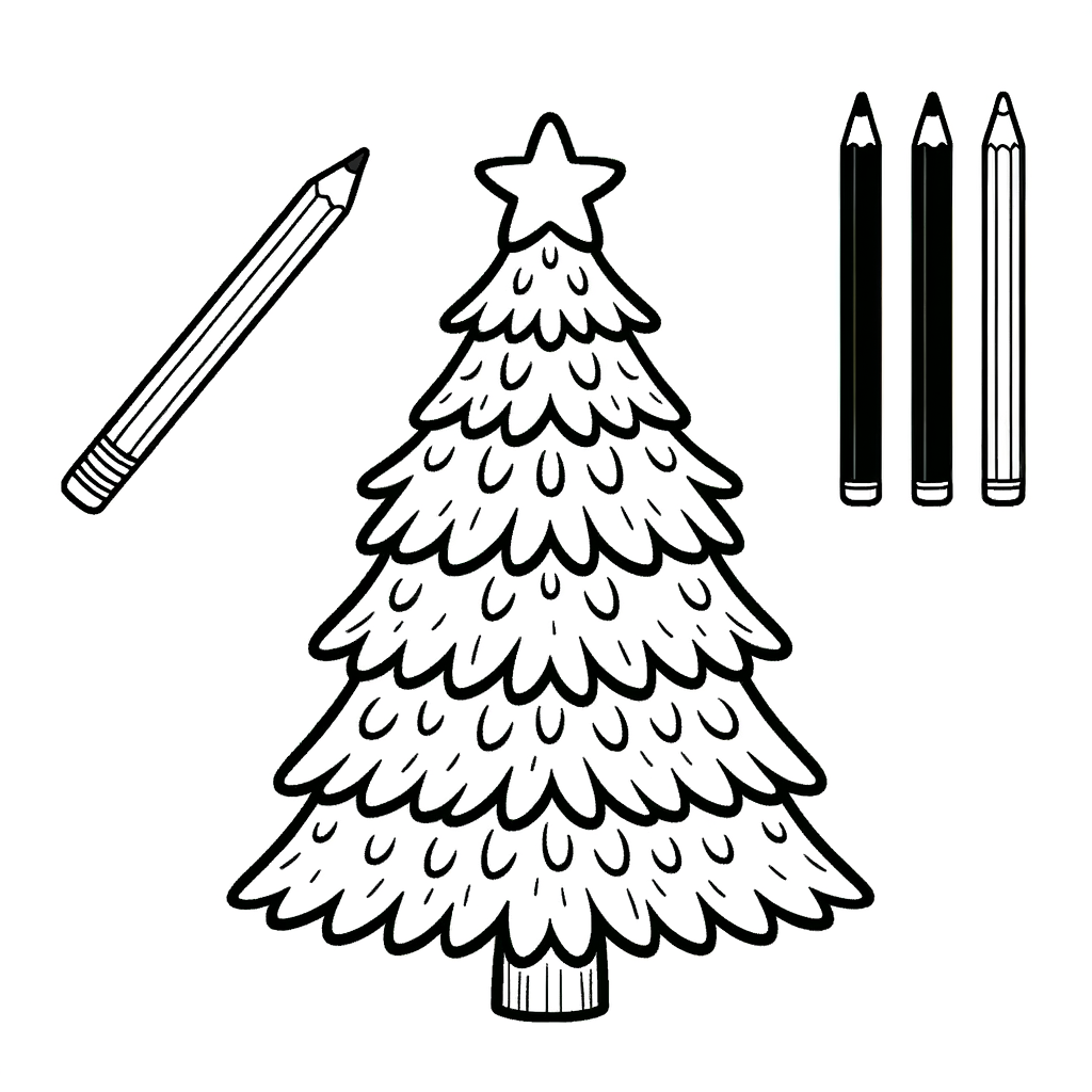 Disegno da colorare di un albero di Natale magico