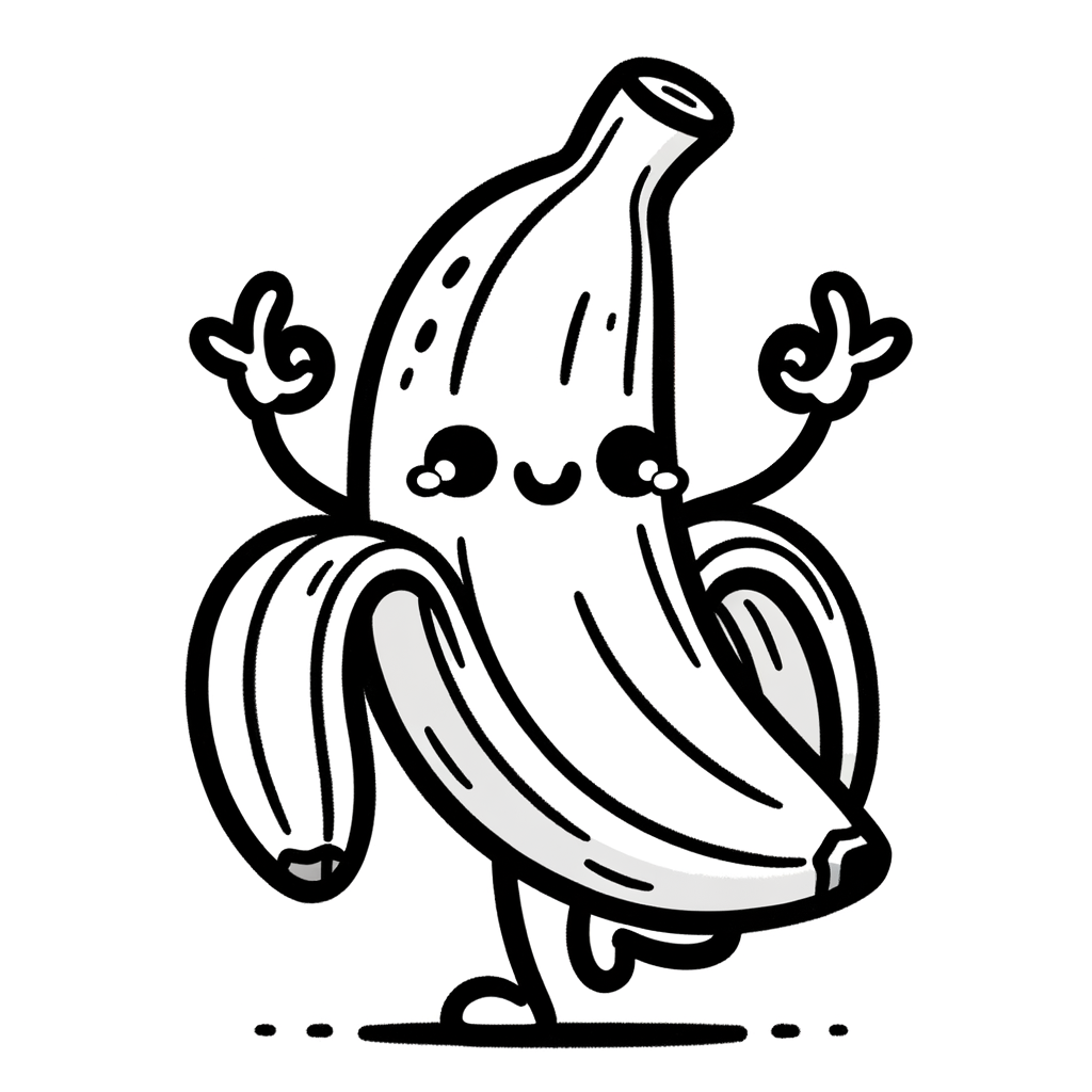 Disegno da colorare di una Banana che fa Yoga – Divertimento e Relax