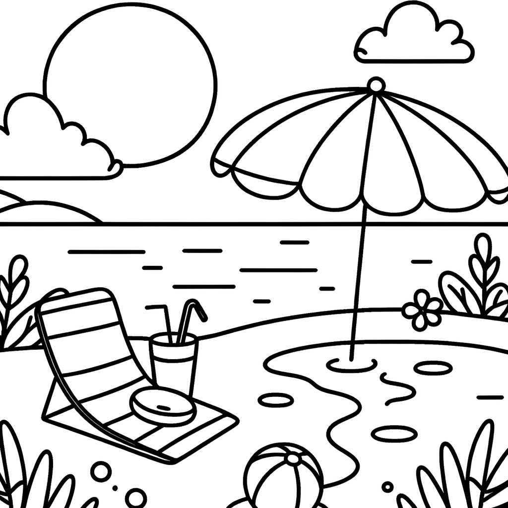 Disegno da Colorare Estivo: Relax in Spiaggia