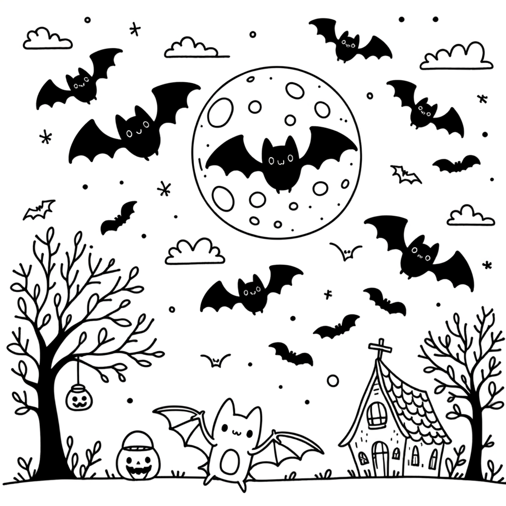 Magico Disegno da Colorare di Halloween con i Pipistrelli