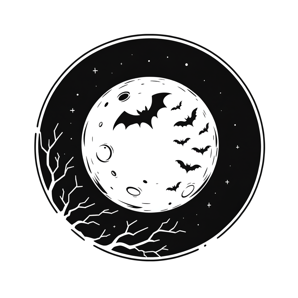 Disegno da colorare di Halloween con luna piena incantata