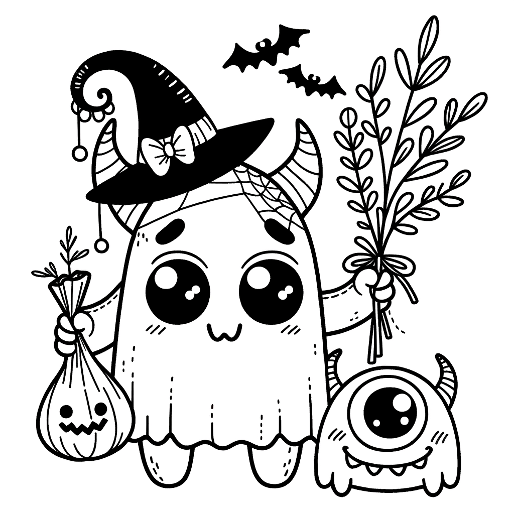 Disegno da colorare di un mostro di Halloween adorabile