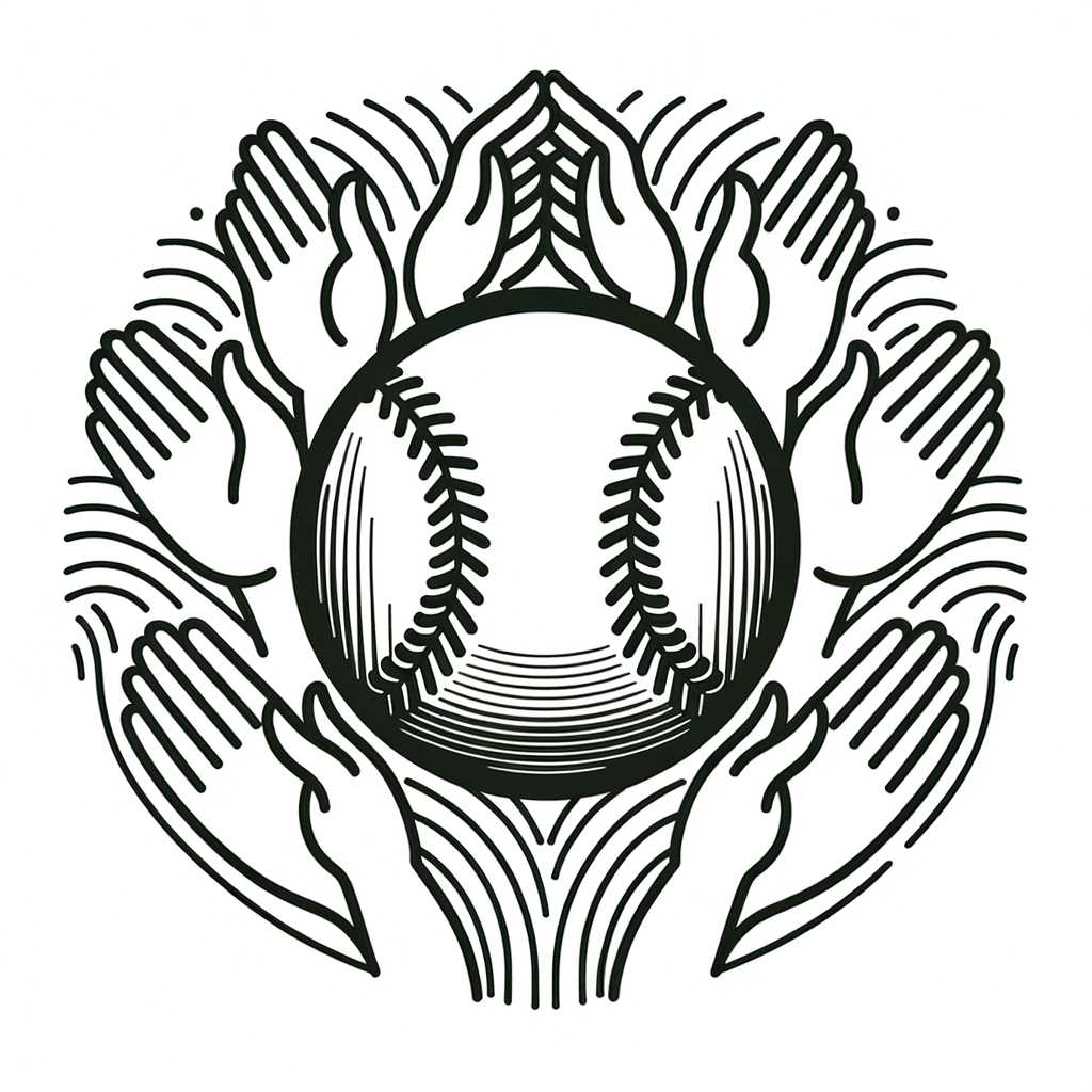 Palle di baseball tra mani