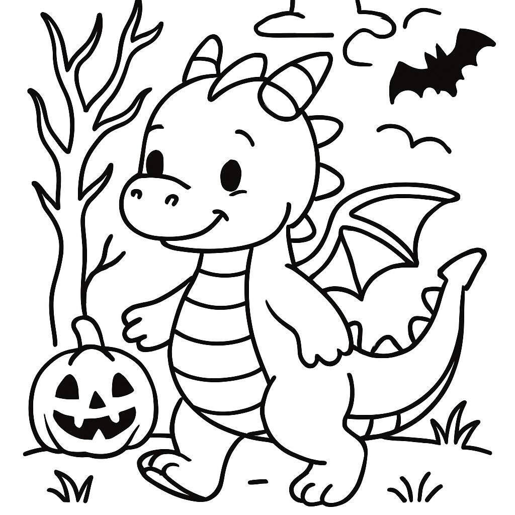 Draghetto di halloween da colorare
