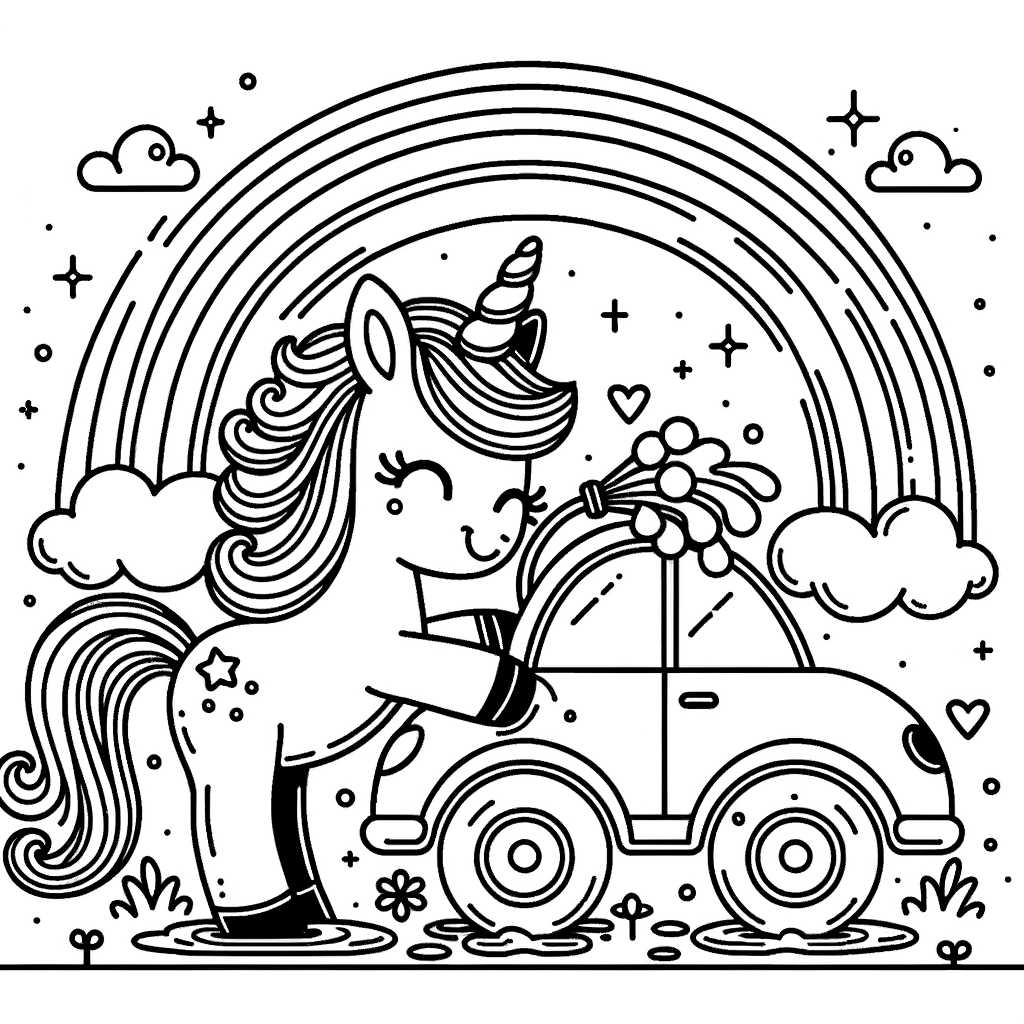 Unicorno e auto