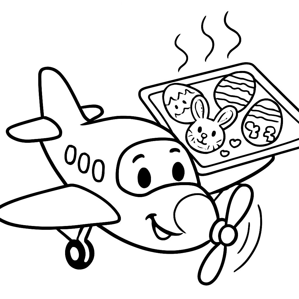 Aereo che porta uova di Pasqua da colorare