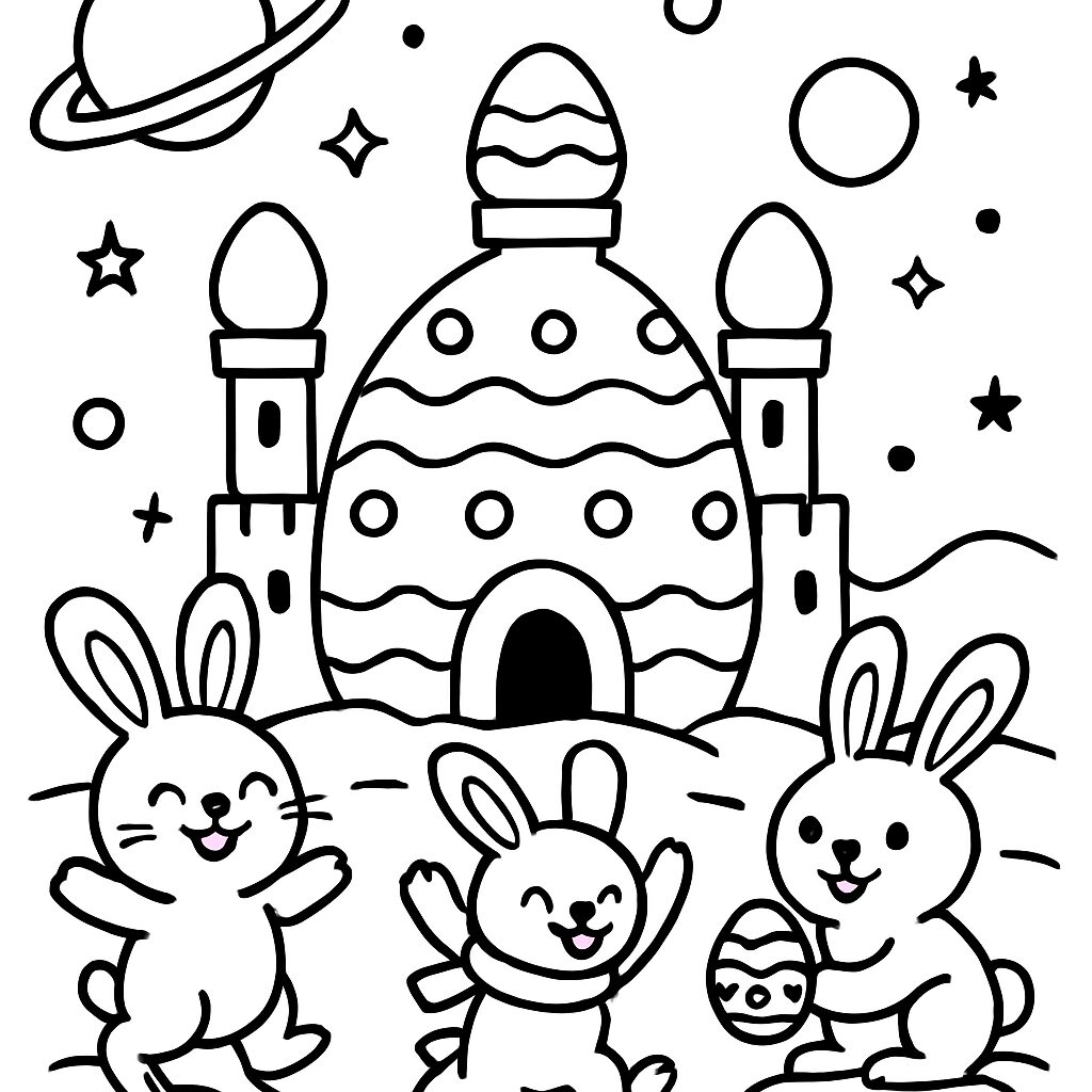 Bunny Party in a Colorful Egg Castle