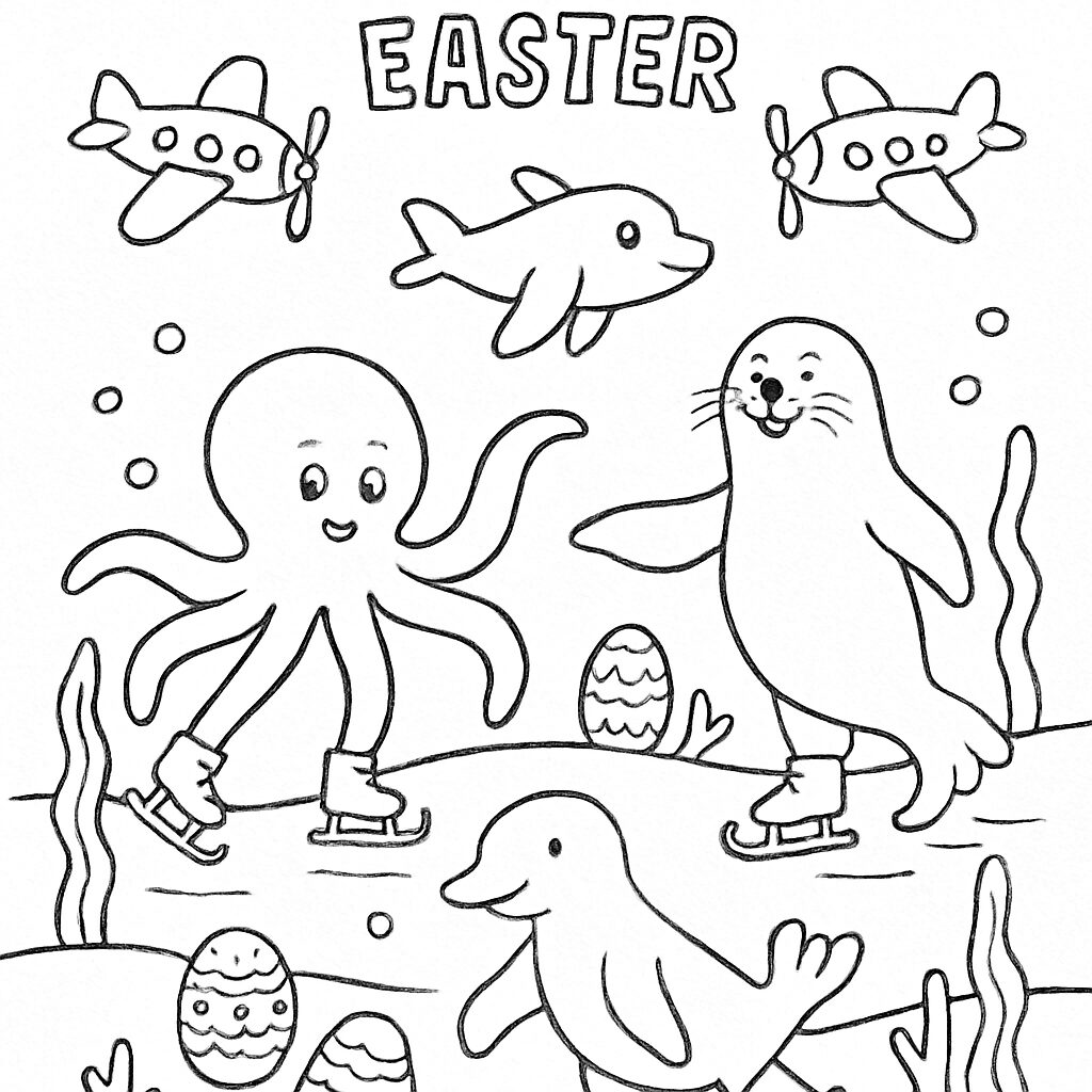 Easter Fun: Animali Marini sul Ghiaccio da Colorare
