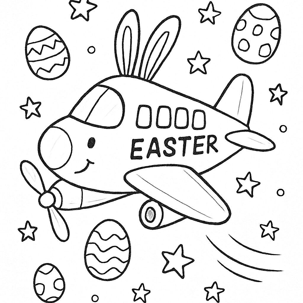 Aereo pasquale con uova colorate da colorare