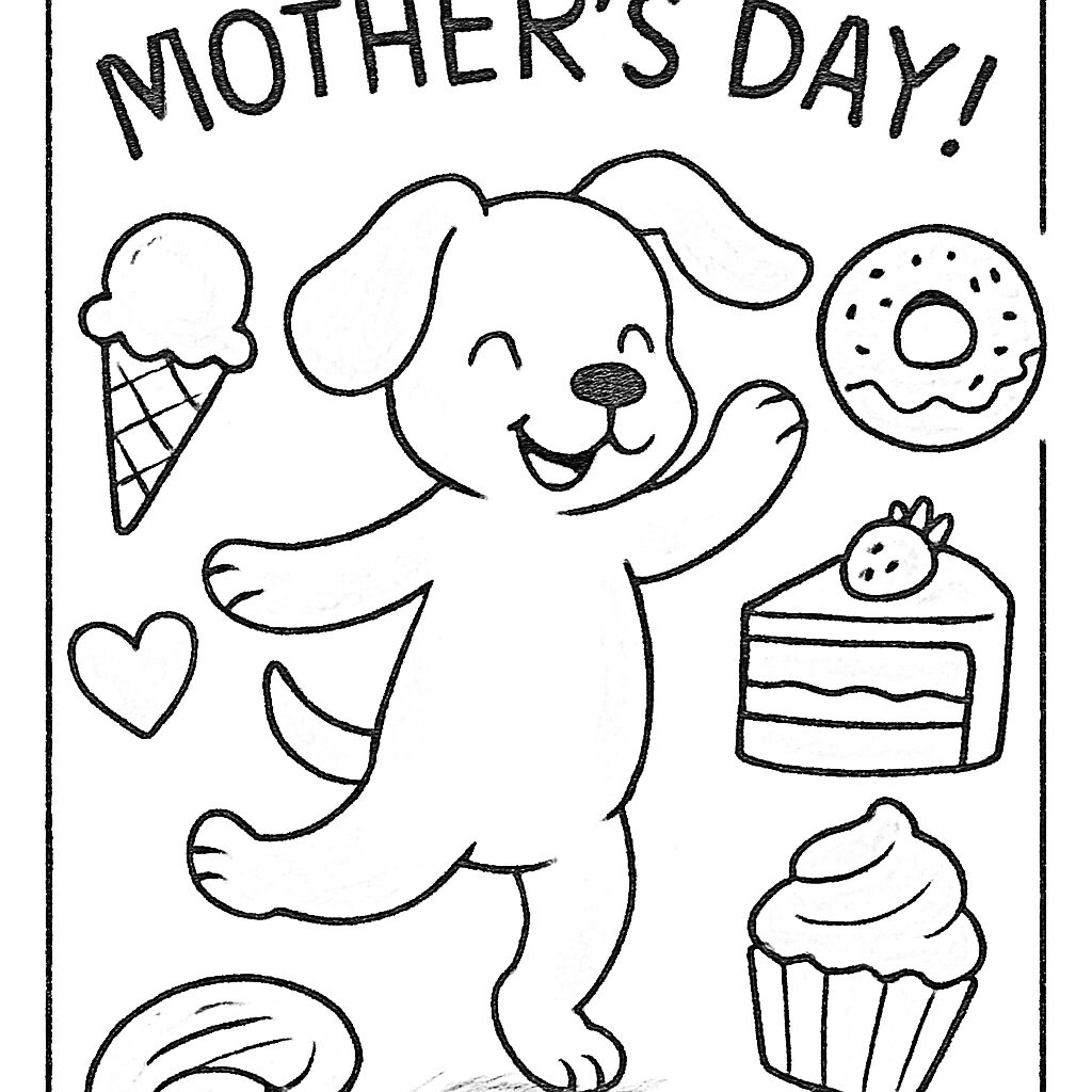 Cagnolino festoso per la Festa della Mamma da colorare