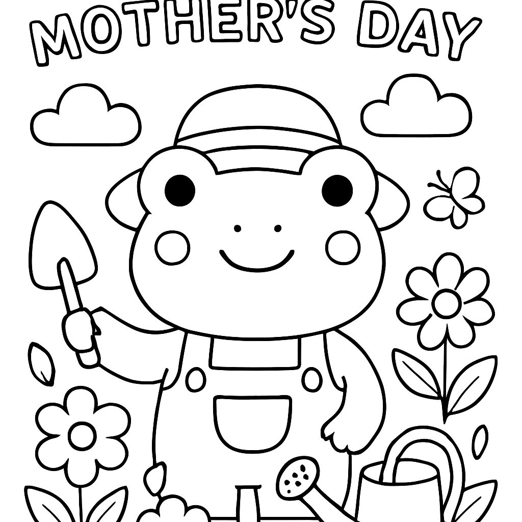 Frog Gardener for Mother’s Day: Un Disegno da Colorare