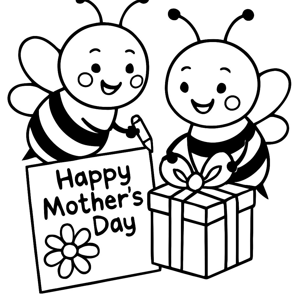 Api festeggiano la Festa della Mamma con un regalo colorato