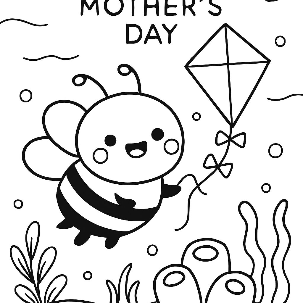 Disegno da colorare di un’ape felice per la Festa della Mamma