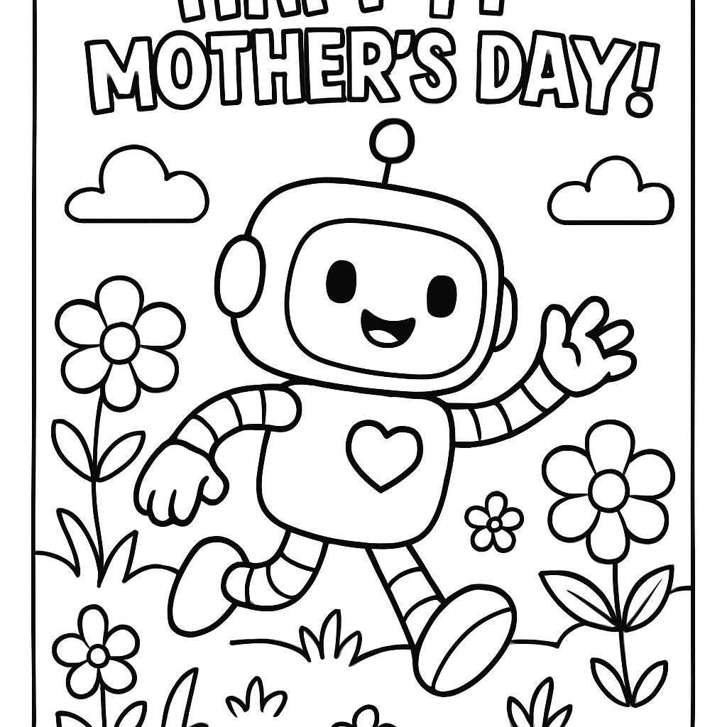 Robot colorato per la Festa della Mamma con fiori