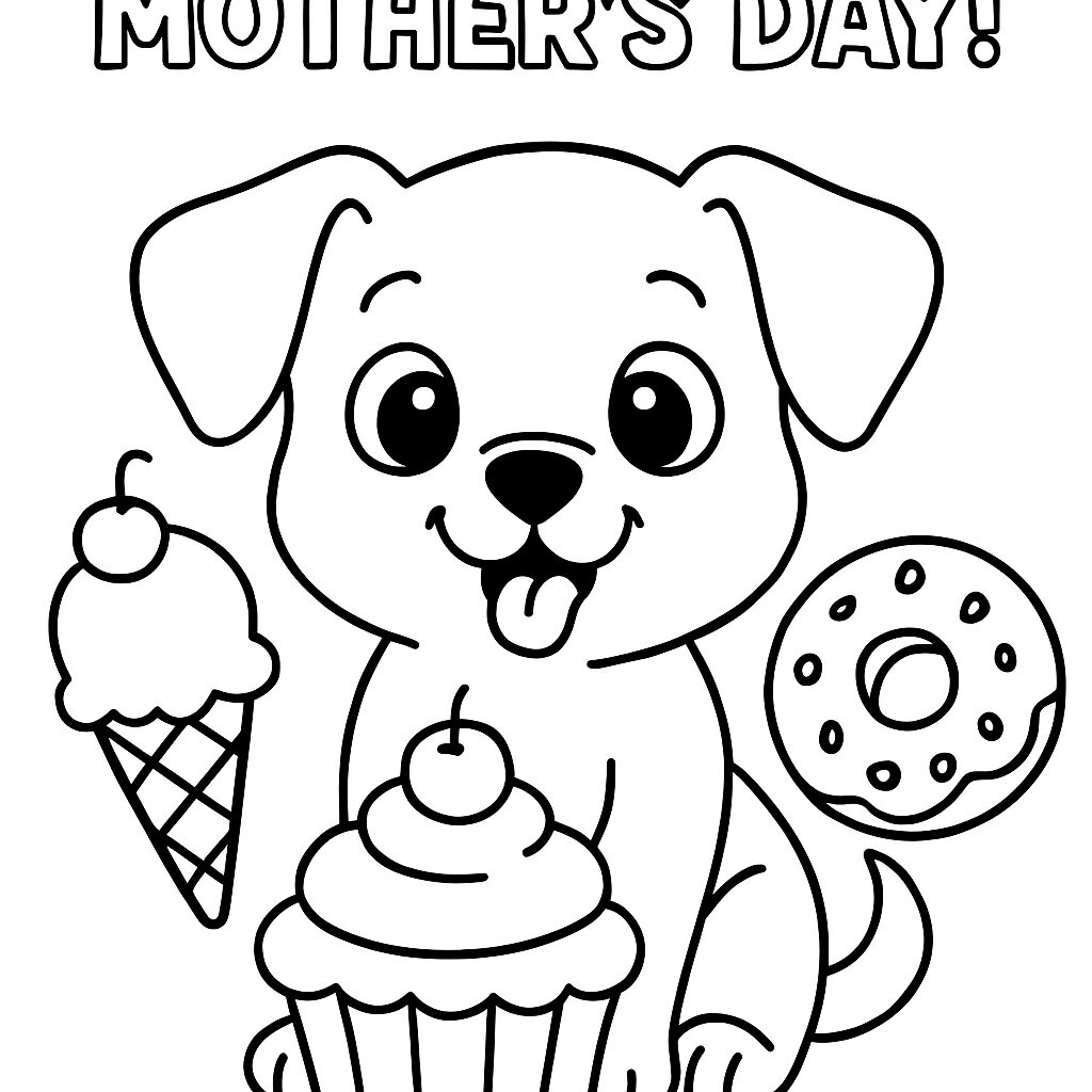 Cagnolino festoso con dolci per la Festa della Mamma