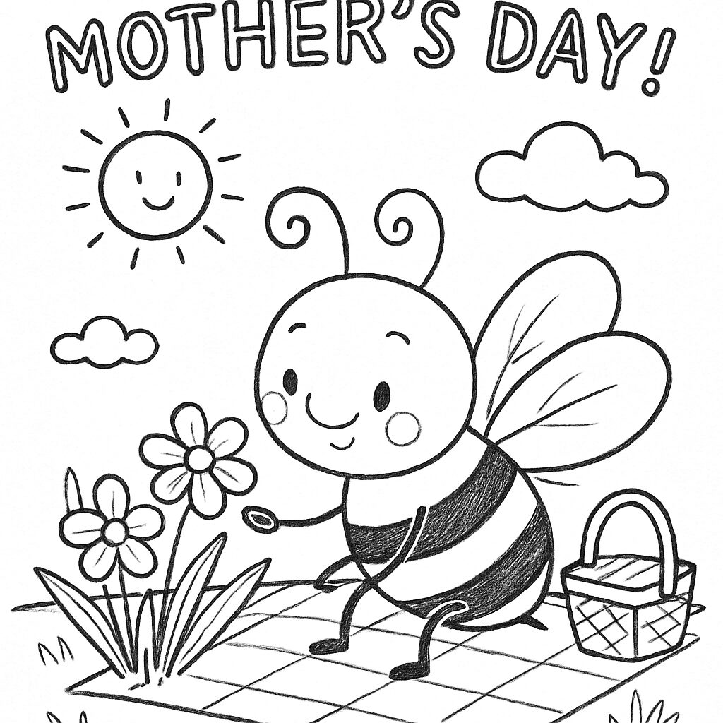 Disegno da colorare di un’ape per la Festa della Mamma