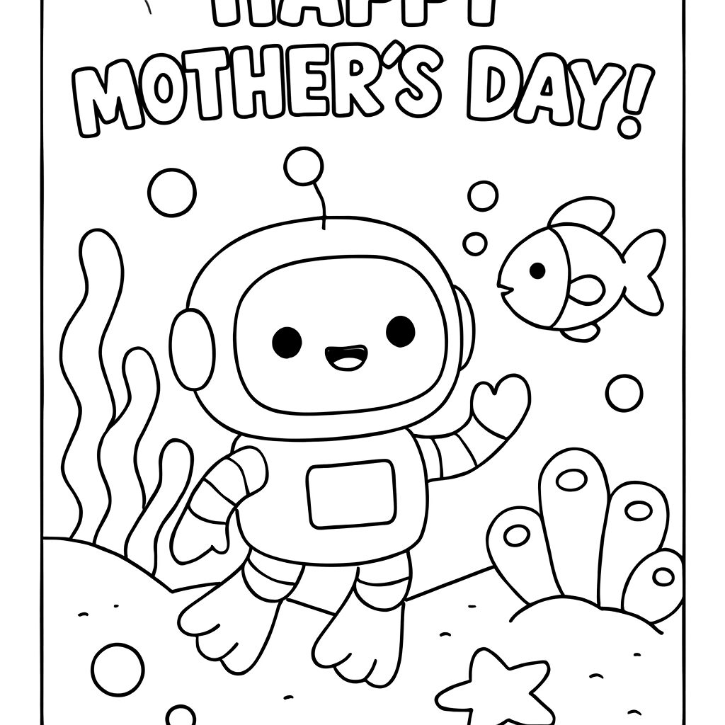 Disegno da colorare di un astronauta per la Festa della Mamma