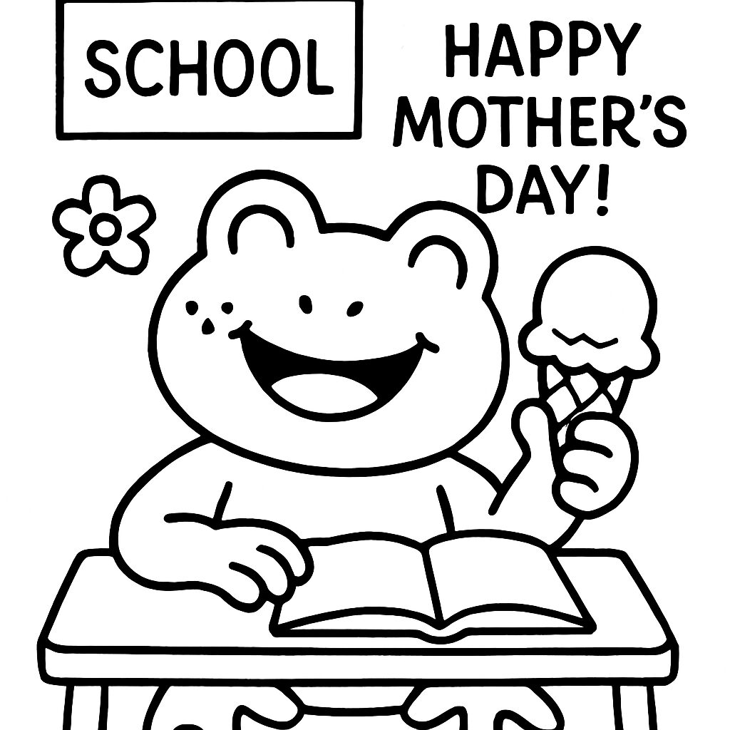 Frog with Ice Cream Celebrating Mother’s Day at School