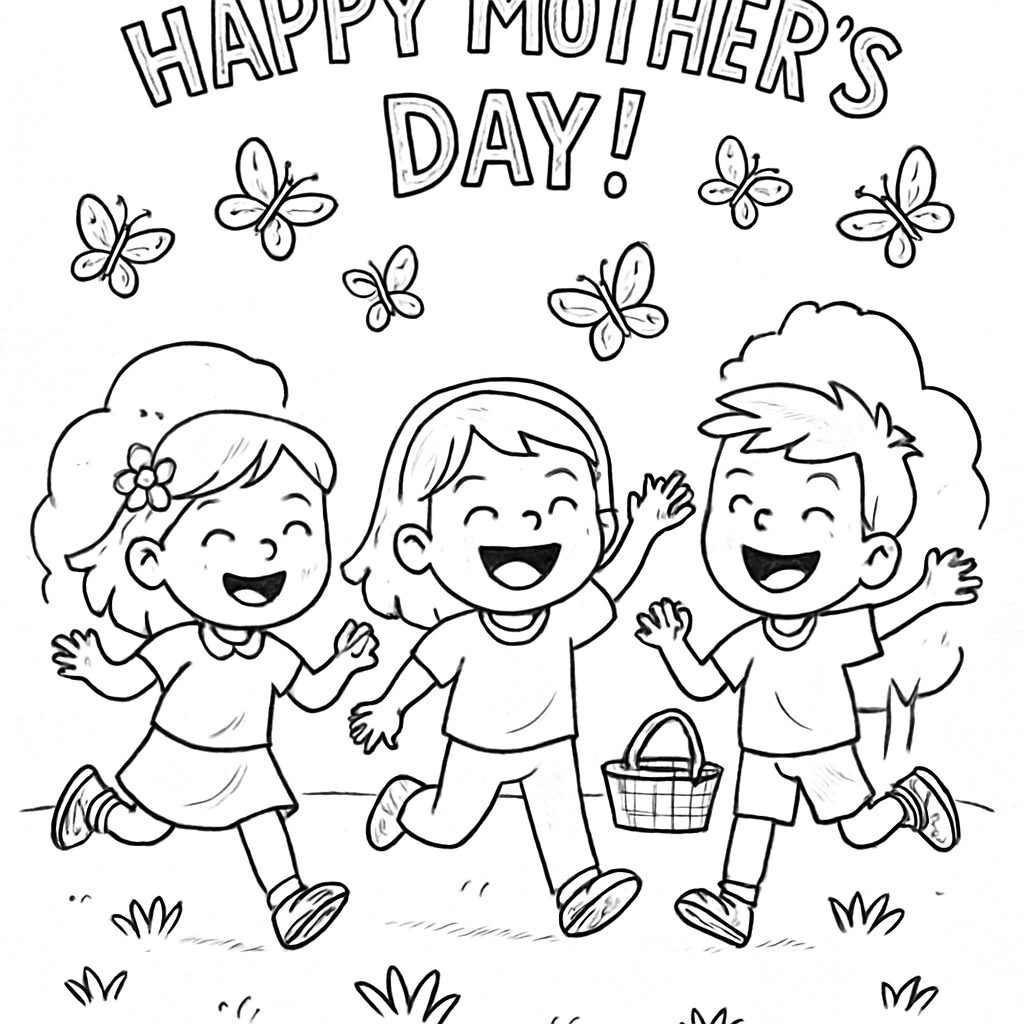 Gioia e sorrisi per la Festa della Mamma da colorare