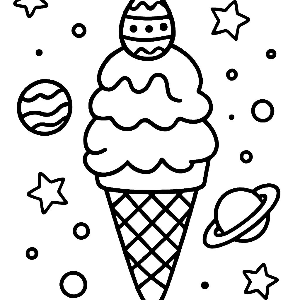 Gelato spaziale da colorare con pianeti e stelle