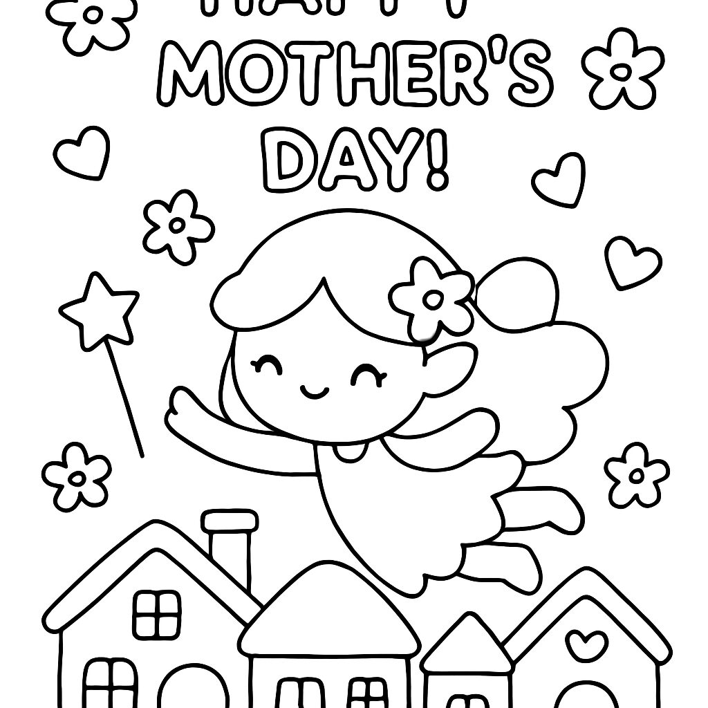 Disegno da colorare per la Festa della Mamma con una fatina