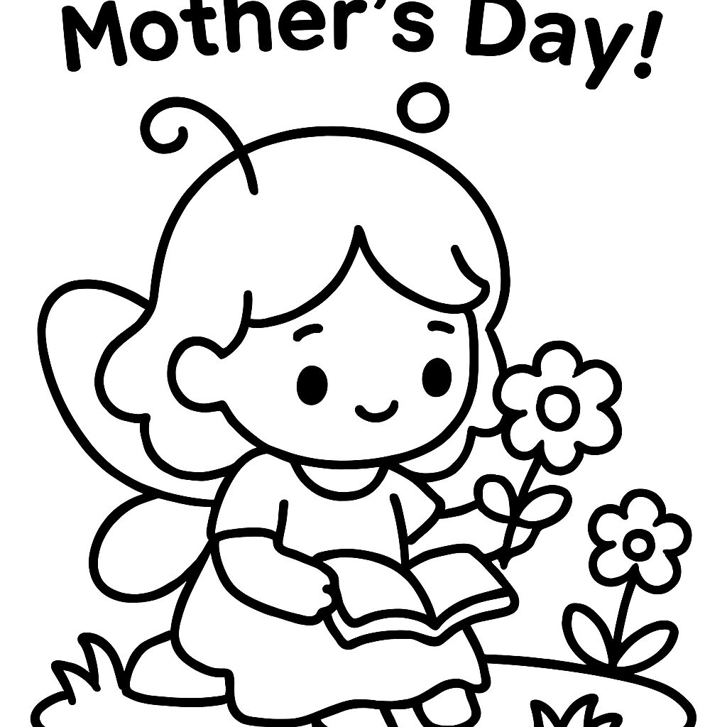 Disegno da colorare di una fatina per la Festa della Mamma