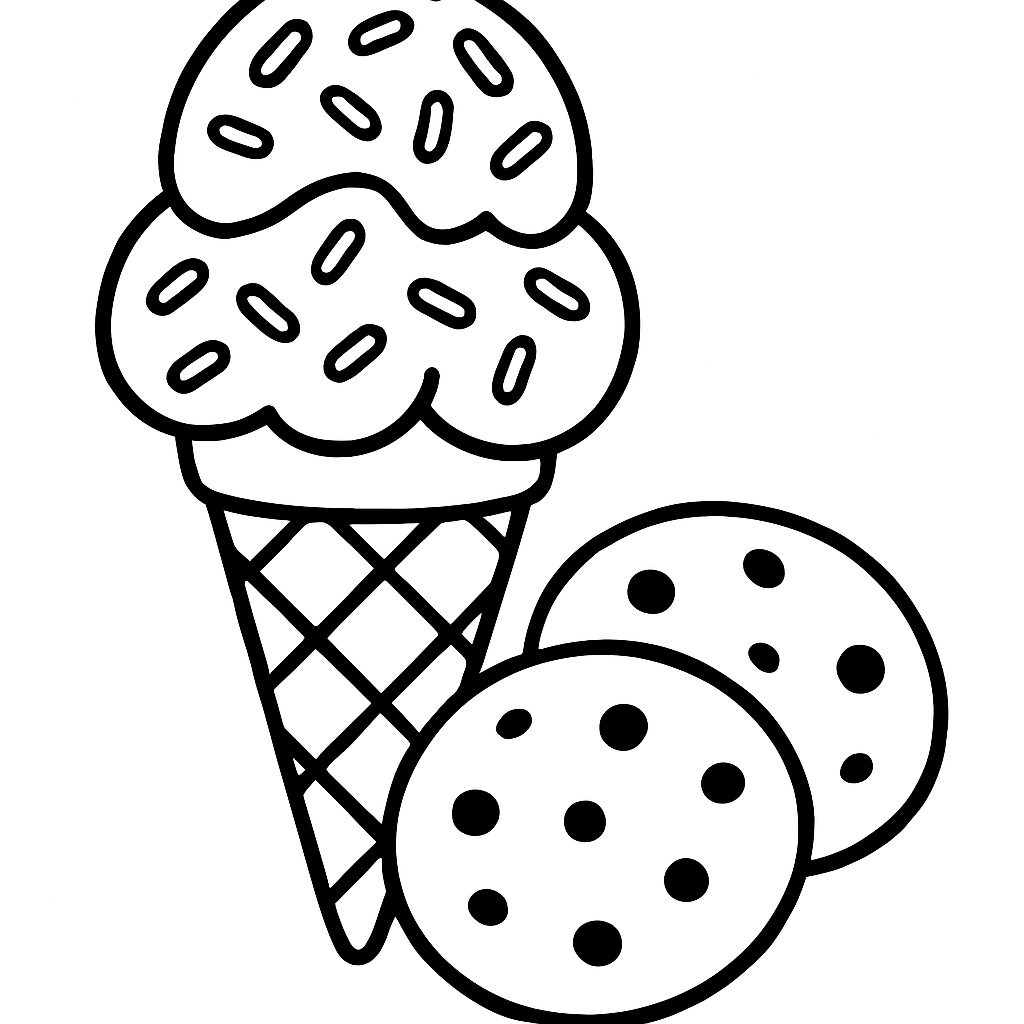 Delizioso gelato con biscotti da colorare